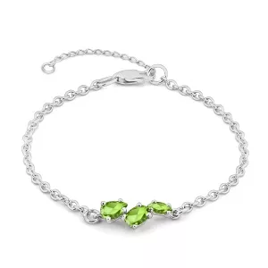 Браслет 404957-012-0019 Хризолит маркиз 3*6, Хризолит груша 4*6, Хризолит овал 4*6