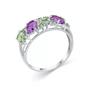 106223-901-2019 Кольцо (Ag 925) Хризолит круг 2,5, Хризолит круг 1,75, Хризолит круг 4, Хризолит круг 3, Хризолит круг 1,5, Аметист 